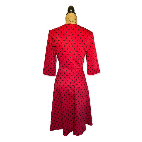 LINDY BOP DRESS POLKA DOT ROCKABILLY MIDI SWING RED BLACK MEDIUM M - Picture 4 of 5